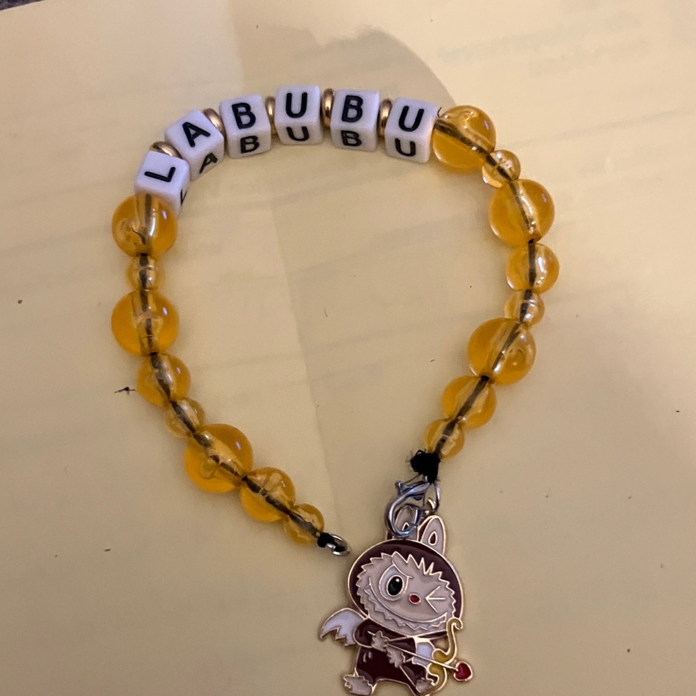 Hand made glow in the dark labubu bracelet with charm